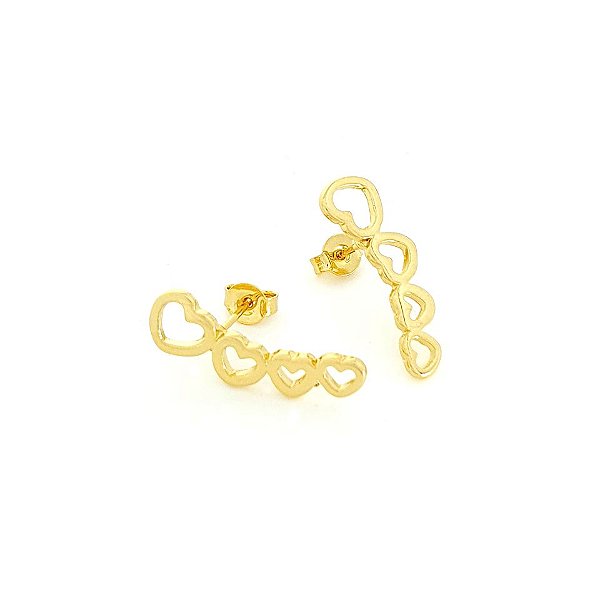 Brinco Ear Cuff Corações Vazados