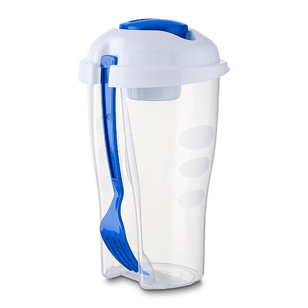 Copo salada 850ml com garfo e suporte para molho - Cód.: 53878SQ