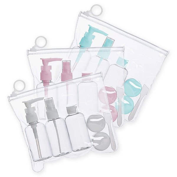 Kit nécessaire e frascos plásticos para viagem personalizado – Cód.: 18536XQ