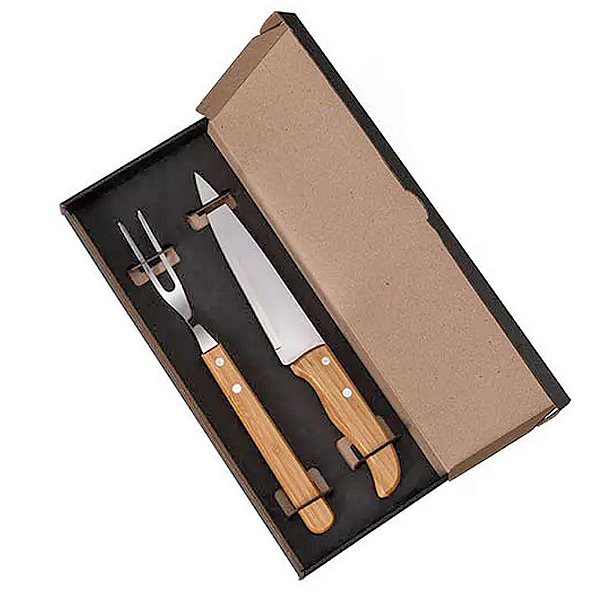 Kit churrasco 2 peças com caixa para presente personalizado. - Cód.: KF02743SM