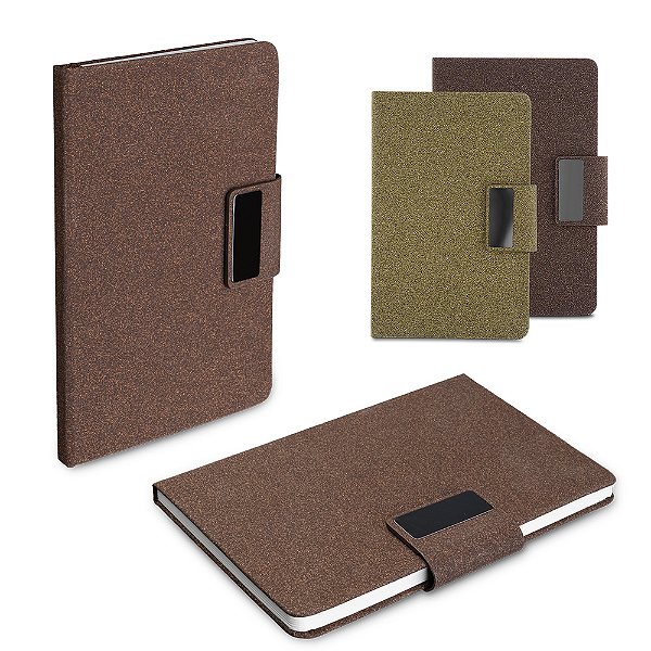 Caderno A5 em PU e fibra de café ou chá - Cód.: CAD440