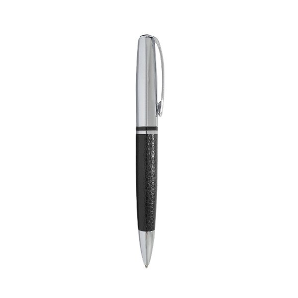 CANETA METAL BRILHANTE C/ COURO - Cód.: ER133B