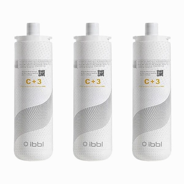 Kit Refis Filtros C+3 IBBL para Purificador de Água com Tripla Filtragem e Selo de Qualidade ABRAFIPA