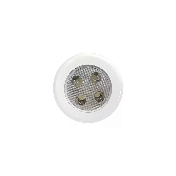 Luminária De Cabine Circular Pequena De Embutir Corpo e Aro Branca 12 A 24V