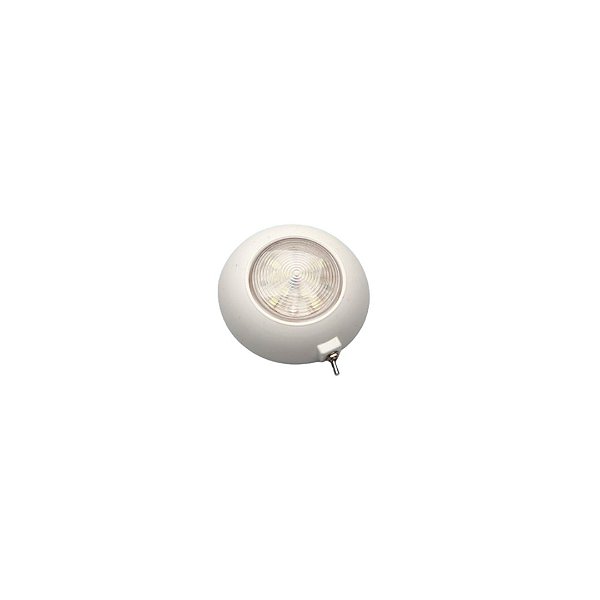 Luminária De Cabine Bicolor Circular Grande A Base Branca E Chave Em Aço Inox Com o LED BRANCA e VERMELHA/ BRANCA e AZUL
