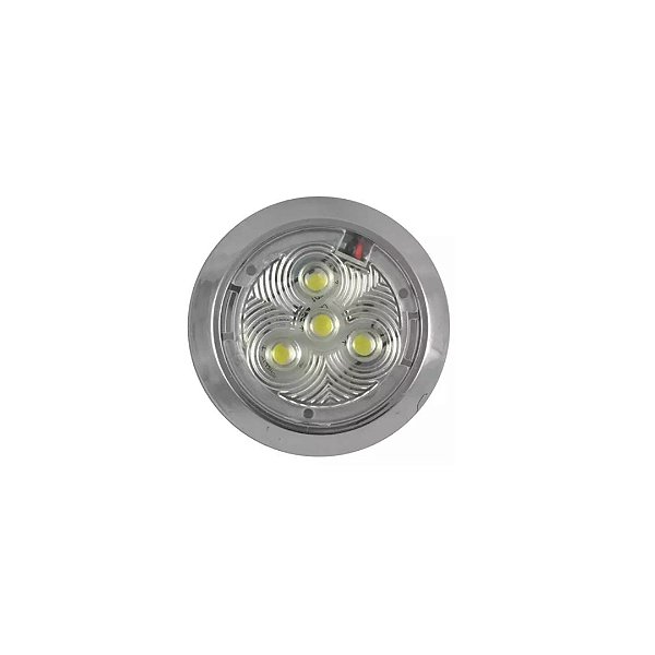 Luminária Utilitária Náutica Cromado Com Corpo Em ABS e Lente em PS Cristal Ambos Com Proteção UV LED 24V