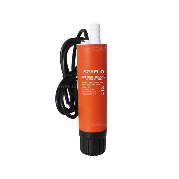 Bomba Submersível Linear Para Água Salgada E Óleo 500 GPH 12V CABO 5M