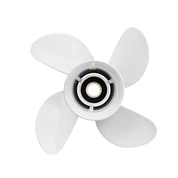 Hélice para motor de popa Yamaha Náutica 15hp Passo 9 1/4x10 Estria c/escape 4 pás