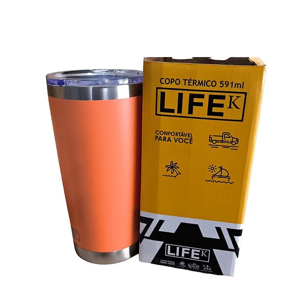 Copo térmico 591ml em aço inox com tampa LifeK