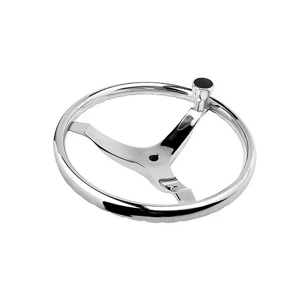 Volante Náutico Aço Inoxidável Fishing com Knob 15-1/2 Pol