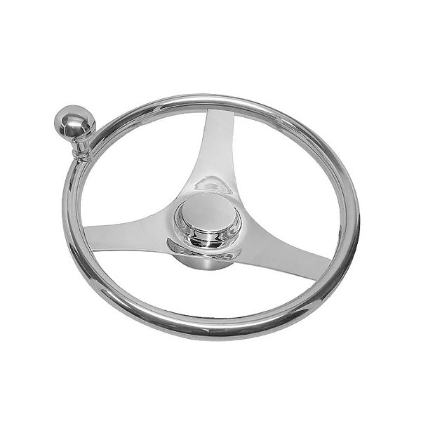 Volante Náutico Aço Inoxidável com Knob 15-1/2 Pol