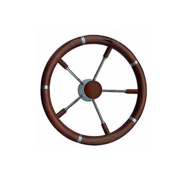 Volante Náutico polido com acabamento em Teka 13-1/2" Pol