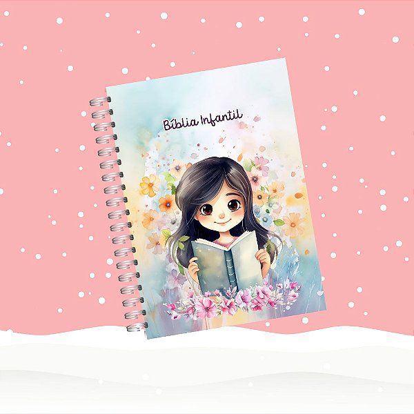 Bíblia Infantil Personalizada - Ilustrada com Histórias Resumidas da Bíblia - Menina Cabelo Preto Liso