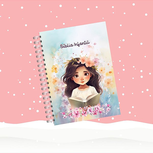 Bíblia Infantil Personalizada - Ilustrada com Histórias Resumidas da Bíblia - Menininha Cabelo Preto Liso