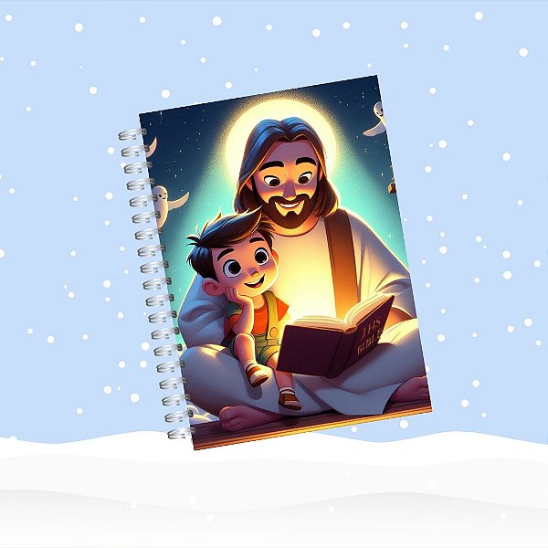 Bíblia Infantil Personalizada - Ilustrada com Histórias Resumidas da Bíblia - Menininho Loiro Sentado no Colo de Jesus