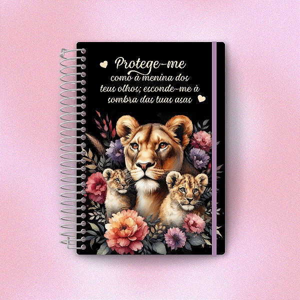 Bíblia Sagrada com Arame Personalizada - Evangélica -  Almeida - Revista Corrigida - NVI - Leoa com Dois Filhotinhos
