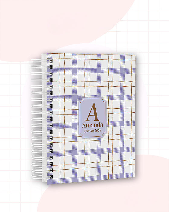 Agendas 2026 Feminina Personalizadas | Xadrez Azul e Amarela