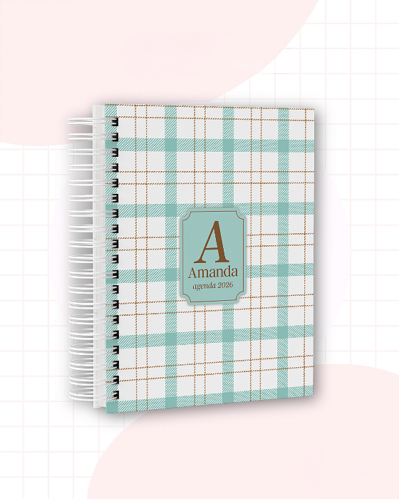 Agendas 2026 Feminina Personalizadas | Xadrez Verde e Amarela