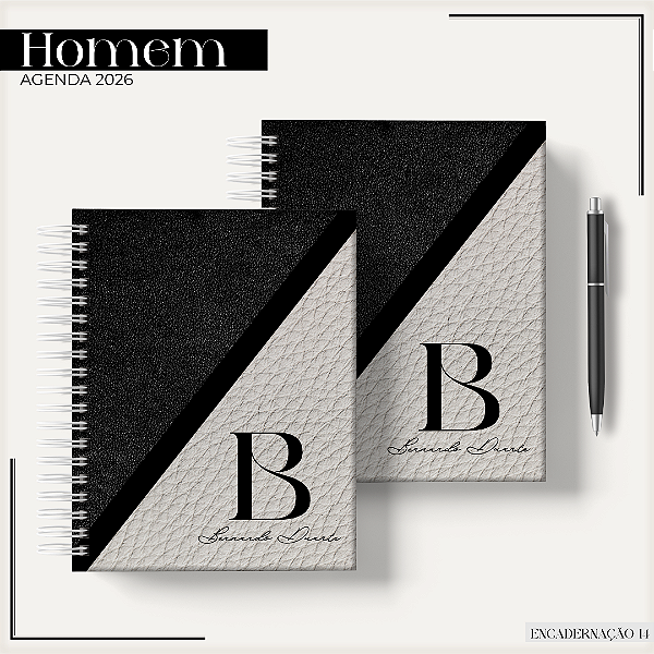 Agenda Masculina 2026 Personalizada | Marble Black