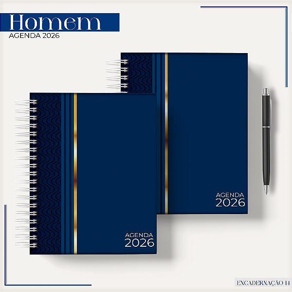 Agenda Masculina 2026 Personalizada | Azul