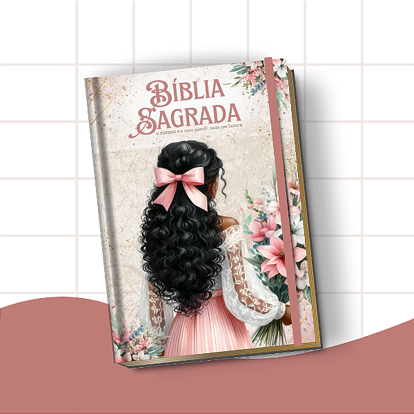 Bíblia Letra Hiper Plus com Harpa – Leitura Confortável e Edição Completa | Menina Floral Morena Rosa