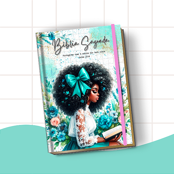 Bíblia Letra Hiper Plus com Harpa – Leitura Confortável e Edição Completa | Menina Morena Verde Água