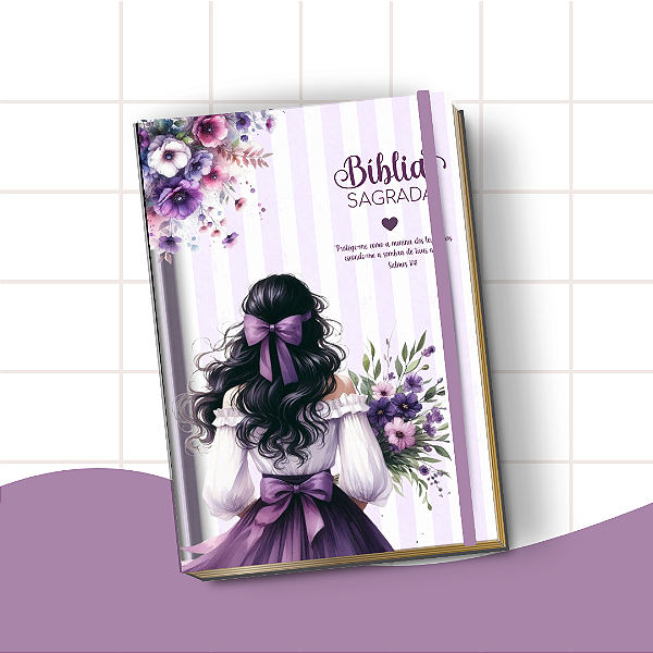Bíblia Letra Hiper Plus com Harpa – Leitura Confortável e Edição Completa | Menina Morena Roxo