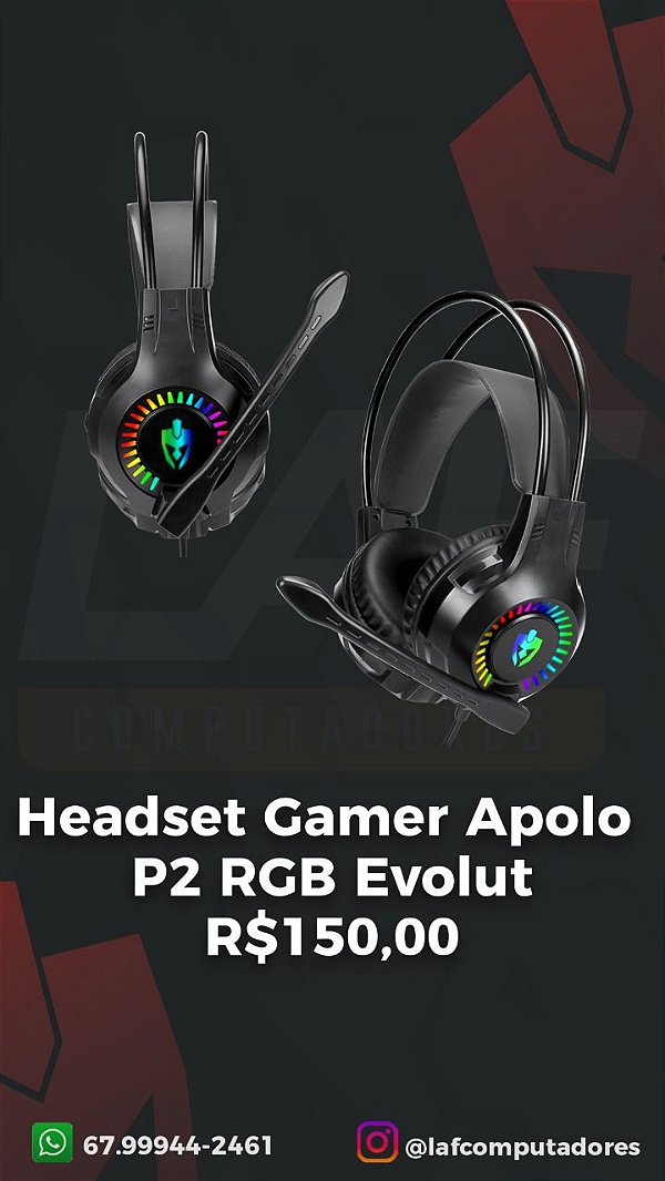 Headset Gamer Apolo EG304 P2 Evolut