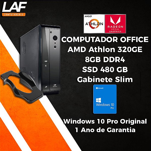 Computador Office LAF, AMD Athlon 320GE, 8GB DDR4, SSD 480GB, Gabinete Slim