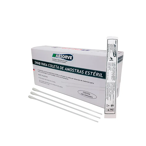 Swab Estéril para Coleta Laboratorial Haste Plástica
