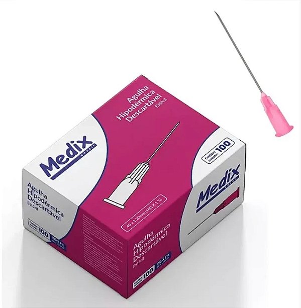 Agulha Descartável 40x 12mm (18g) Caixa C/100 Unidades - Medix