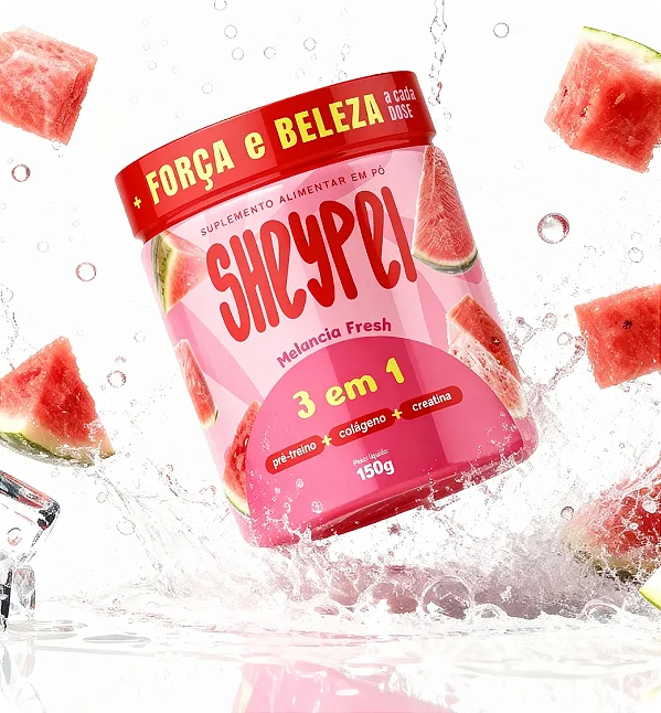 Sheypei Suplemento 3 em 1 Feminino: Pré-Treino, Creatina e Colágeno (150g)