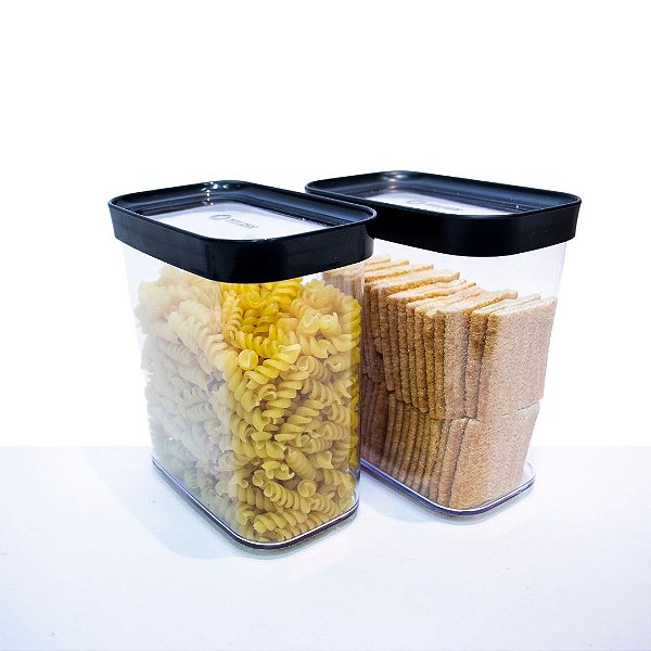 Kit 2 Potes Herméticos para Alimentos 1,5L Acrílico Helsim