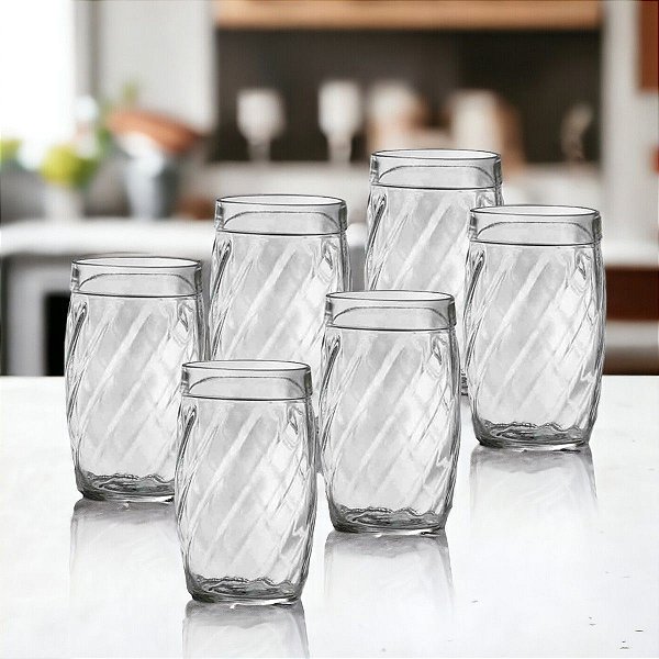 Jogo  6 Copos de Vidro Grosso Multiuso Água Suco 330ml