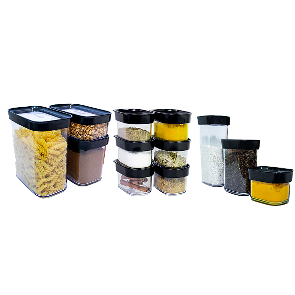 Kit 12 Potes Herméticos Porta Tempero Acrílico Mantimento Cozinha