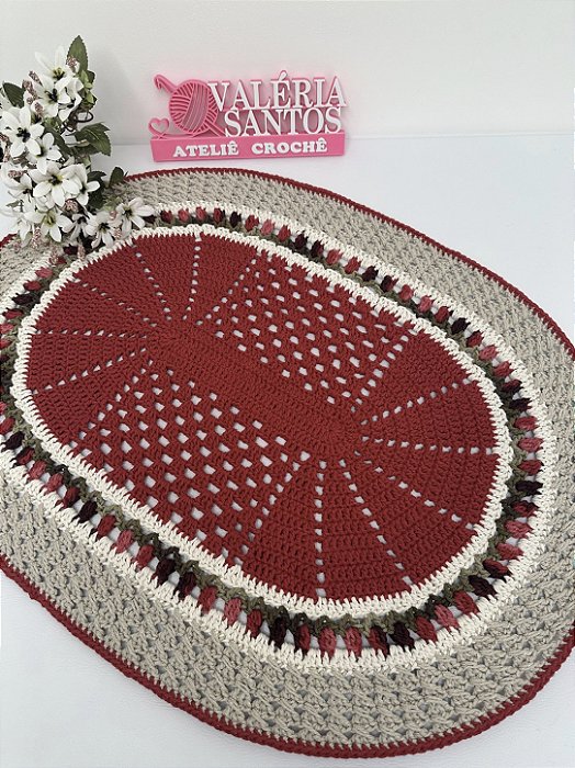 Tapete Oval em Crochê Modelo Jaque