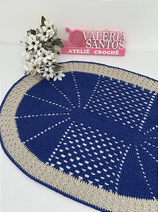 Tapete Avulso Oval em Crochê Modelo Jaque