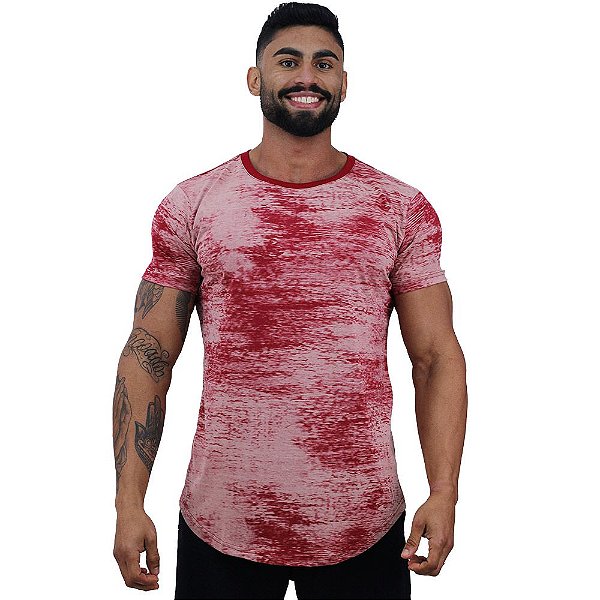 Camiseta Longline Fullprint Masculina MXD Conceito Vermelho Corroído