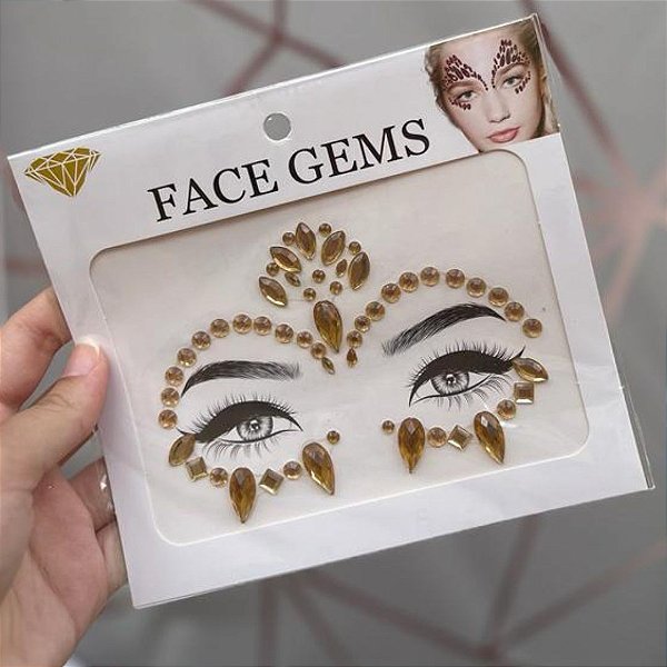 Cartela Strass Tipo Pedra Dourado