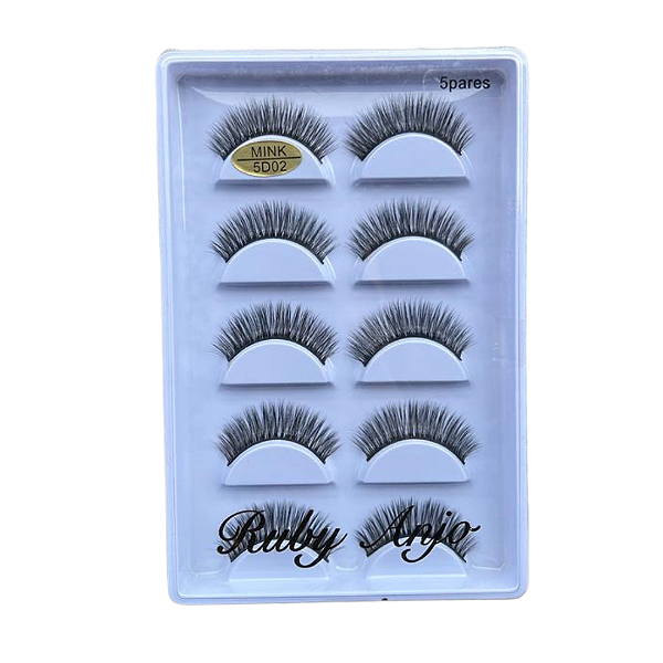 Cartela Com 5 Pares De Cílios MINK 5D02 Ruby Anjo