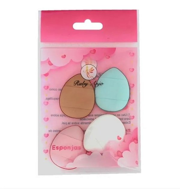 Kit Com 4 Mini Esponjas De Dedo Para Maquiagem