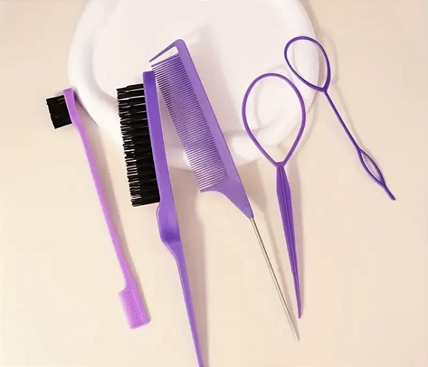 Kit Para Penteados e Acabamento Capilar 5 Peças