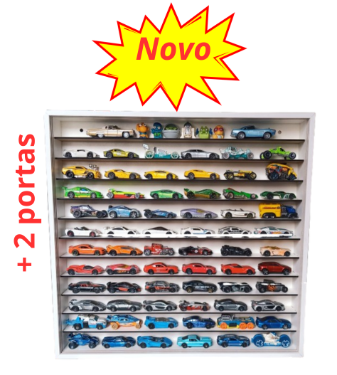 Expositor Para 60 Miniaturas Escala 1/64 MDF Branco Com 2 Portas