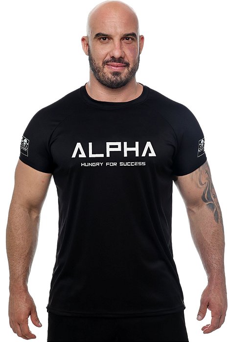 Camiseta ALPHA Preta Dry Fit masculina para treino - ALFA KING | Seja Alfa