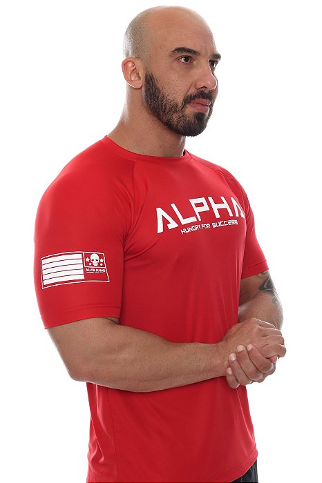 Camiseta ALPHA Vermelha Dry Fit masculina para treino ALFA KING - ALFA KING  | Seja Alfa