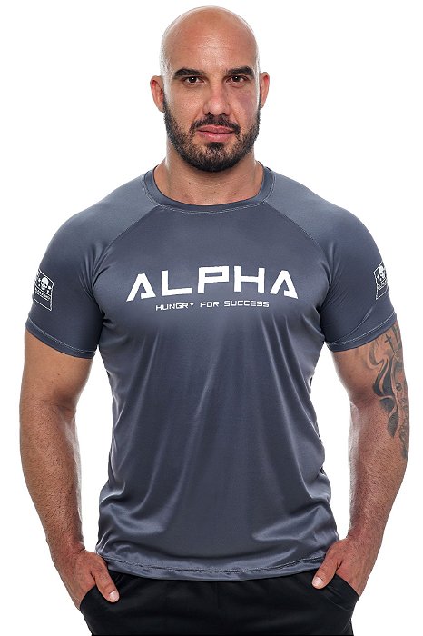 Camiseta ALPHA Cinza Dry Fit masculina para treino ALFA KING - ALFA KING |  Seja Alfa
