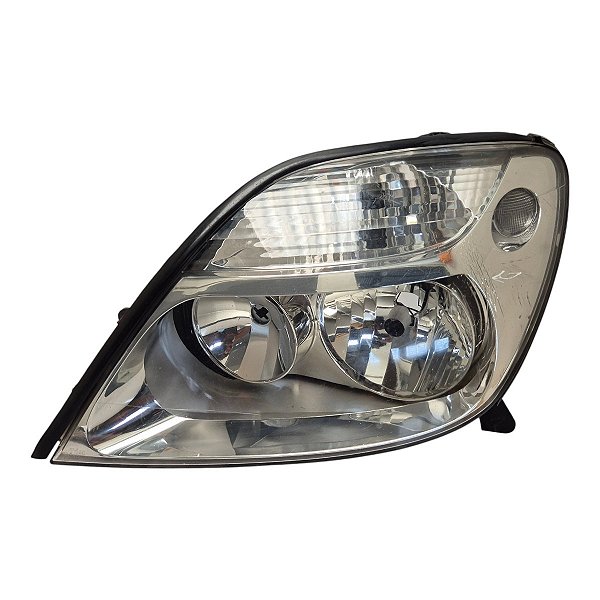 Farol Dianteiro Scenic 2001 A 2011 (Lente Riscada) Esquerdo Mascara Cromada Foco Duplo 7701047604 6009371 Original