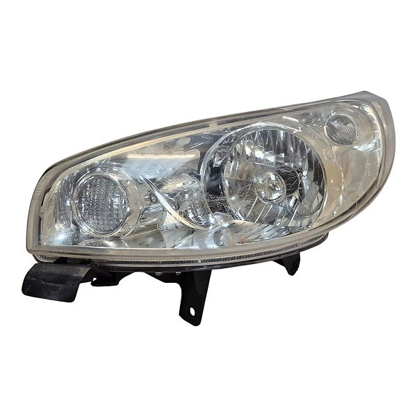 Farol Dianteiro Jac J3 2010 A 2013 (Lente Craquelada) Esquerdo Mascara Cromada Foco Simples Original