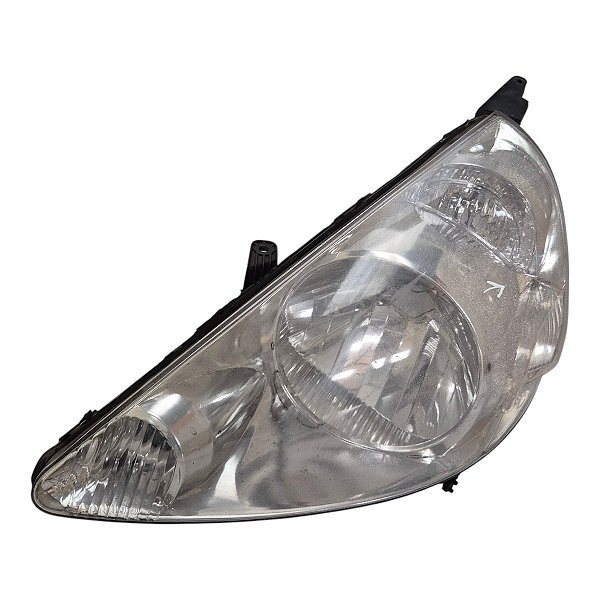Farol Dianteiro Fit 2003 A 2008 (Craquelado Na Lente) Esquerdo Mascara Cromada Foco Simples Paralelo