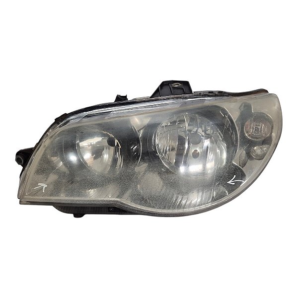 Farol Dianteiro Palio Siena Strada G3 2004 A 2017 (Lente Craquelada) Esquerdo Mascara Cromada Aro Preto Foco Duplo 51779